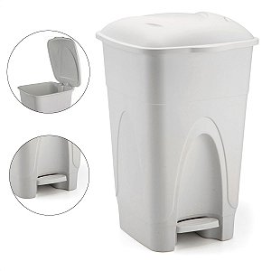Lixeira Cesto Grande 65 Litros Com Tampa e Pedal Branca