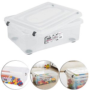 Caixa Organizadora Plástica 42 Litros Transparente Sanremo
