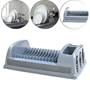Escorredor de Louças Para Pratos e Copos Compacto Cor Prata