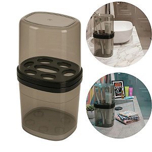 Porta Pasta De Dente E Escovas Organizador C Tampa Banheiro