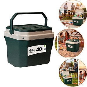 Caixa Térmica Com alça 40 Litros Praia Piscina Cor Verde