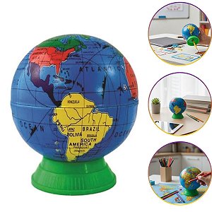 Apontador Escolar Globo Terrestre Mapa Mundi Terra Colors