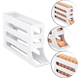 Porta Ovos Organizador De Geladeira 4 Andares Cor Branco