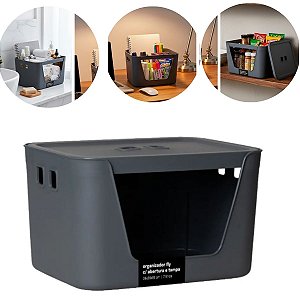 Organizador Com Abertura e Tampa 26X20X16CM Fly 7 Lts chumbo