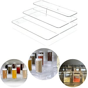 Organizador Multinível 25x29x10,3cm Display Expositor Escada Cor Natural