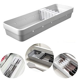 Organizador Gaveta Divisor Porta Facas Talheres Cozinha Ou Cor Branco
