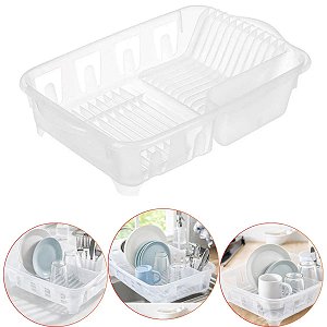 Escorredor de louça plástico Prato Copo Talheres com Divisor