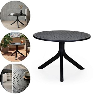 Mesa De Centro Redonda 60cm Preta Decorativa Minimalista