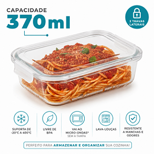 Pote De Vidro Hermético Mor 370ml Marmita Retangular