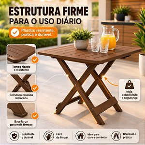 Mesa Dobrável Arqplast Cor Madeira Bar Restaurante 80cm