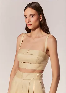 Top Curto Com Alcas Sopros Caqui