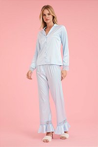 Pijama Longo Laces Azul Claro