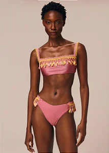 CONJUNTO TOP COM ALÇAS VIBRA ROSA E CALCINHA SLIP VIBRA