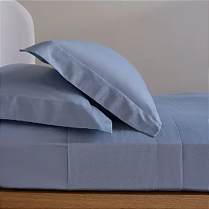 Jogo de Cama S. King Buddemeyer Luxus Brunello 600 fios, 100% algodão, fio penteado Azul Palace 4 peças