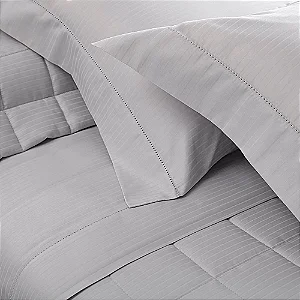 Jogo de Cama Queen Cetim 300 Fios Buddemeyer Damask Stripes 100% Algodão Penteado 4 peças