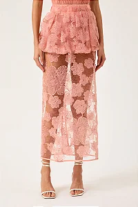Saia Peplum Fleur Rosé Collab Vanessa Abbu