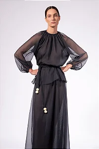 Vestido Longo Peplum Baleares Lisos