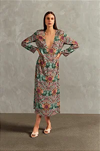 Vestido Longo TURQUESA Decote V