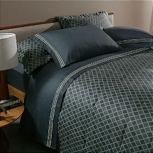 JOGO DE CAMA S. KING CETIM 300 FIOS BUDDEMEYER VISION SALVATORE 100% ALGODÃO PENTEADO ESTAMPADO 4 PEÇAS