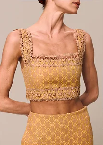 CONJUNTO TOP CURTO ALCAS E SHORT INSTANTE CANCELLO BEGE