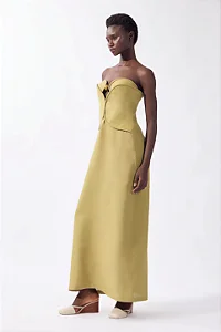 VESTIDO LONGO CORSET DETALHE BOLA PISTACHE