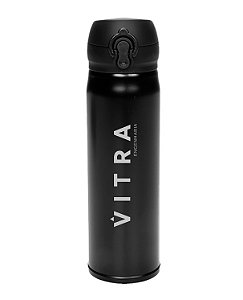 Garrafa Térmica Preta Inox 400ml PERSONALIZADA a laser com LOGO