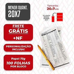 Bloco Pedidos Personalizado Comanda para Restaurante 100fls 7x20cm