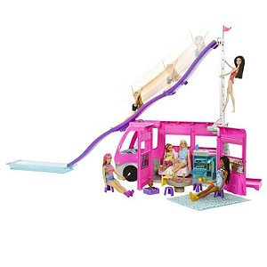 Barbie Mega Trailer Dos Sonhos Tobogã +60 Acessórios Mattel
