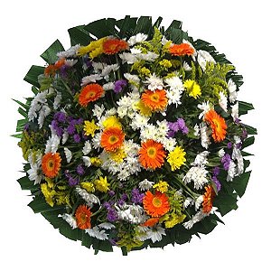 Coroa Com Gérberas Laranjas, Cravos e Lisianthus