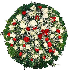 Coroa com Rosas Vermelhas e Brancas