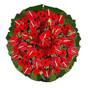 Coroa de Flores Luxo com Tons Vermelhos