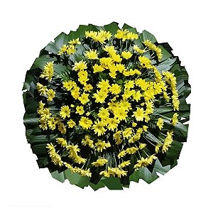 Coroa de Flores em tons Amarelos, com Margaridas amarelas