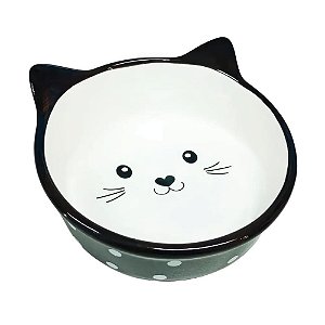 Comedouro Porcelana Face Cat para Gatos - Preto 200ml