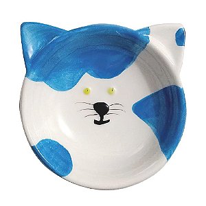 Comedouro Porcelana para Gatos - Azul/Branco - 200ml