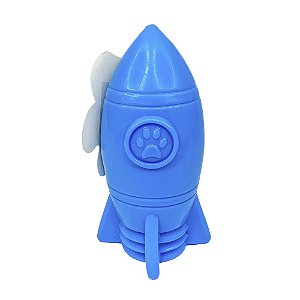 Brinquedo Porta Petisco Ração Foguete Interativo para Cães - Azul