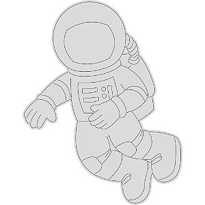Aplique Astronauta 6cm 10 unidades acrílico espelhado prata ou dourado