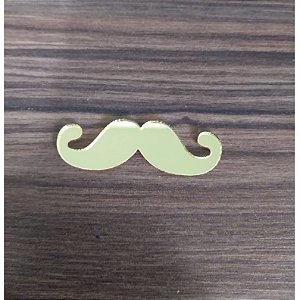 Aplique Bigode Bita 5cm 10 unidades acrílico dourado
