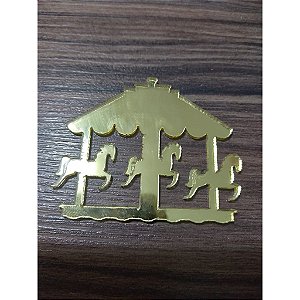 Aplique Carrossel 10 unidades acrílico dourado