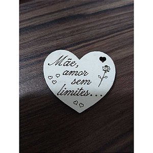 Aplique Coração com escrita 4cm MDF Branco 20 unidades