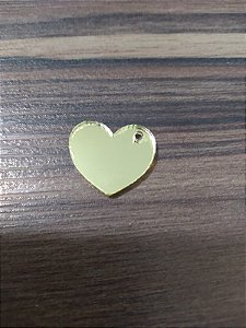 Aplique Coração pingente 3cm 50 unidades acrílico espelhado dourado