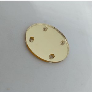 Aplique Disco 2cm com furos 100 unidades acrílico dourado
