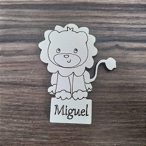 Aplique Leão com Tag 10 unidades MDF branco