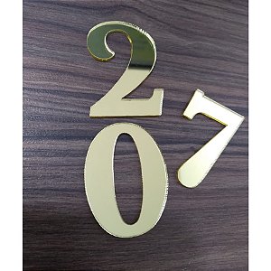 Aplique Números 3cm Acrílico Dourado 10 unidades