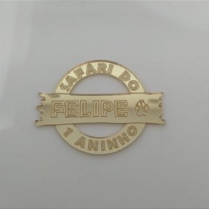 Aplique Placa Safári acrílico dourado 10 unidades