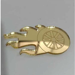 Aplique Rodinha Hot Wheels 10 unidades acrílico dourado