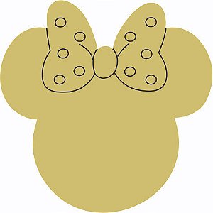 Aplique Silhueta Minnie com laço 10 unidades acrílico dourado