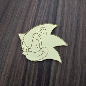 Aplique Sonic cabeça 5cm 10 unidades acrílico dourado
