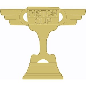 Aplique Troféu Carros Piston Cup acrílico dourado 10 unidades