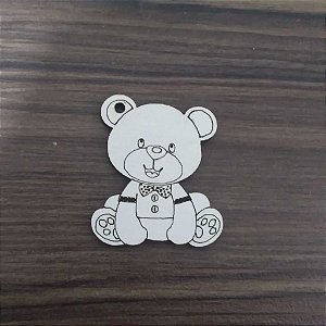 Aplique Ursinho com roupinha 10 unidades MDF Branco