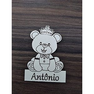 Aplique Urso Príncipe com nome 10 unidades MDF